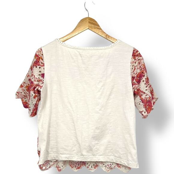 Anthropologie Porridge Arber Eyelet Lace Floral Top Women's S Coastal Resortwear - Picture 4 of 7